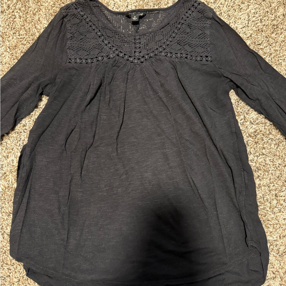 Elegant Black Lace Detail Women's Top